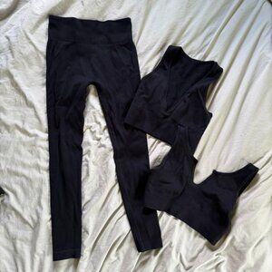 black ribbed set 3 pieces